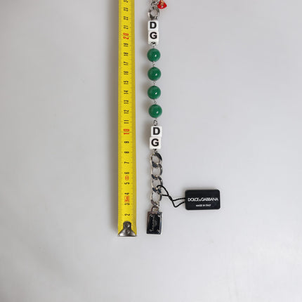 Dolce & Gabbana Silver Tone Brass Bead Dice Logo Embellish Charm Bracelet