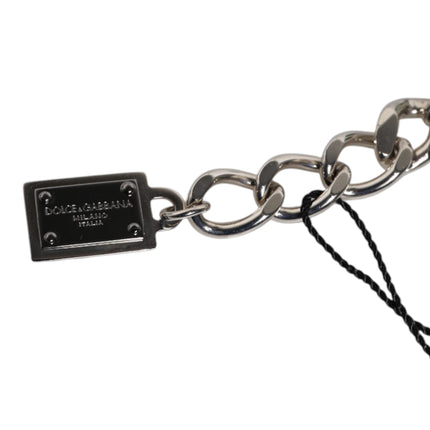 Dolce & Gabbana Silver Tone Brass Bead Dice Logo Embellish Charm Bracelet