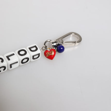 Dolce & Gabbana Silver Brass Chain Dice Logo Embellished Charm Bracelet