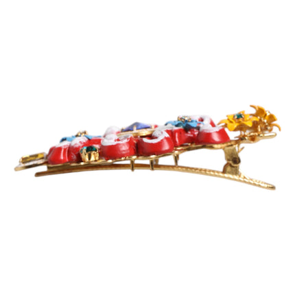 Dolce & Gabbana Multicolor Spring CARRETTO Gold Brass Crystal Hair Clip