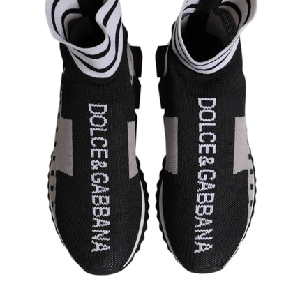 Dolce & Gabbana Black Gray Sorrento Socks Women Sneakers Shoes