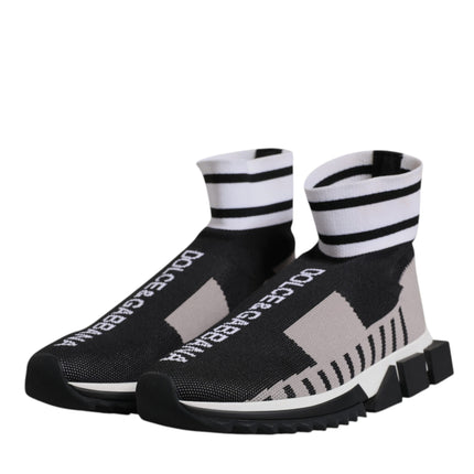Dolce & Gabbana Black Gray Sorrento Socks Women Sneakers Shoes