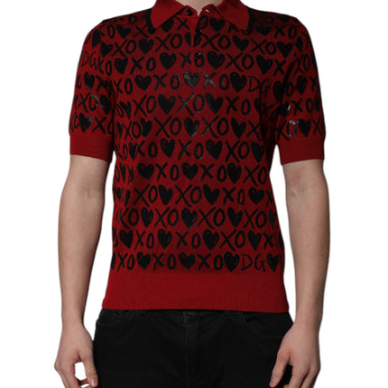 Dolce & Gabbana Red Cotton XOXO Collared Polo T-shirt