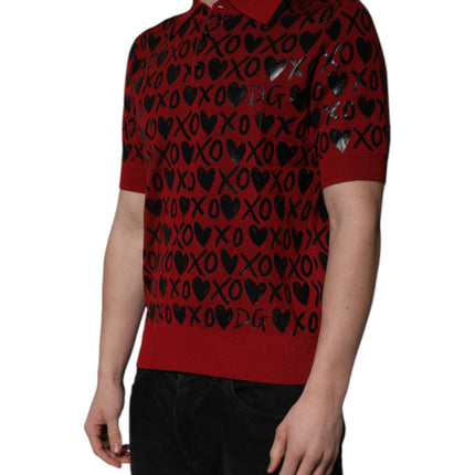 Dolce & Gabbana Red Cotton XOXO Collared Polo T-shirt