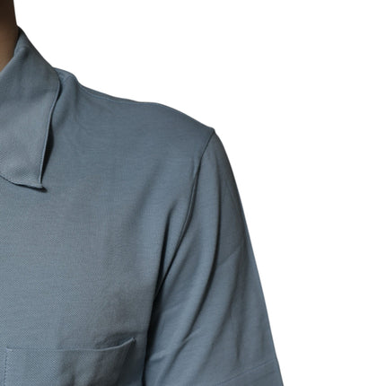 Dolce & Gabbana Blue Cotton Button Down Casual Men Polo Shirt