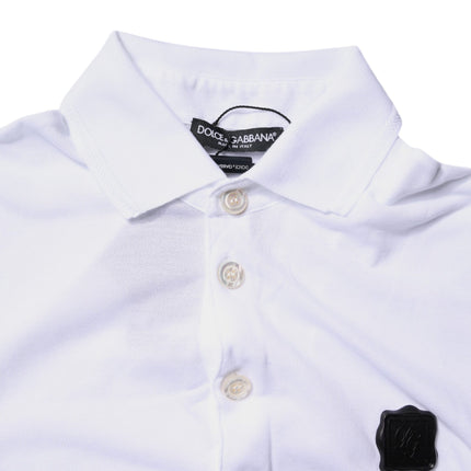 Dolce & Gabbana White Cotton Logo Collared Polo T-shirt