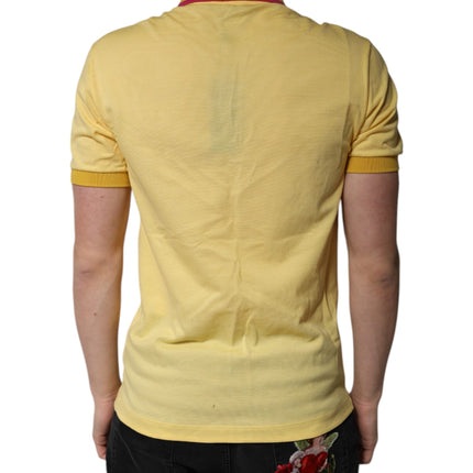 Dolce & Gabbana Yellow Cotton Logo Collared Polo T-shirt