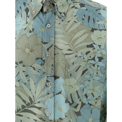 Tom Ford Blue Lyocell Pattern Shirt
