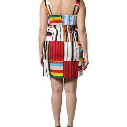 Dolce & Gabbana Multicolor Cotton Stripe Sleeveless Dress
