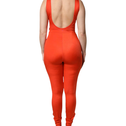 Dolce & Gabbana Orange Sleeveless Bodycon Jumpsuit Dress