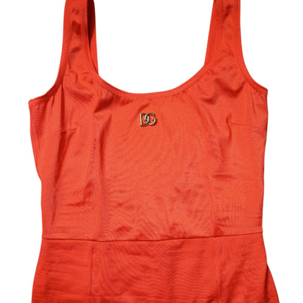 Dolce & Gabbana Orange Sleeveless Bodycon Jumpsuit Dress