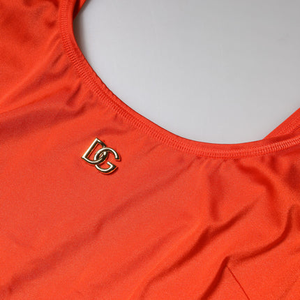Dolce & Gabbana Orange Sleeveless Bodycon Jumpsuit Dress