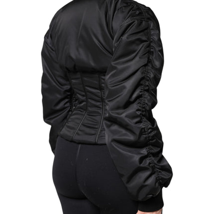 Dolce & Gabbana Black Nylon Full Zip Bustier Corset Jacket