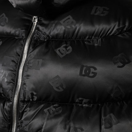 Dolce & Gabbana Black Padded Puffer Hooded Full Zip Cropped Jacket