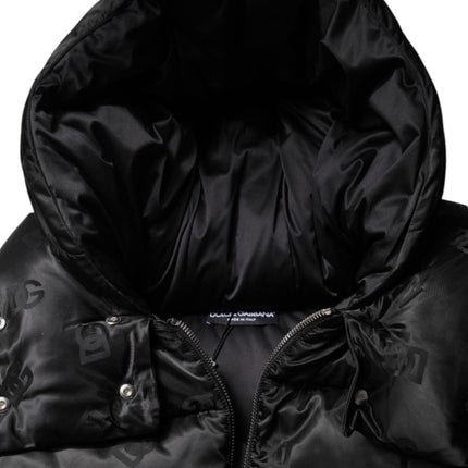 Dolce & Gabbana Black Padded Puffer Hooded Full Zip Cropped Jacket