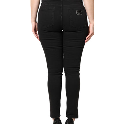 Dolce & Gabbana Black Cotton Mid Waisted Skinny Denim Jeans