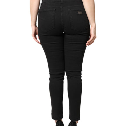 Dolce & Gabbana Black Cotton Mid Waisted Skinny Denim Jeans