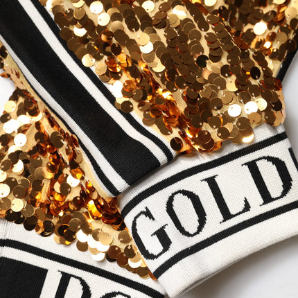 Dolce & Gabbana Metallic Gold DG Logo Sequined Jogger Pants