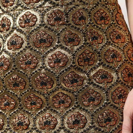 Dolce & Gabbana Brown Polyester Brocade A-line Mini Skirt