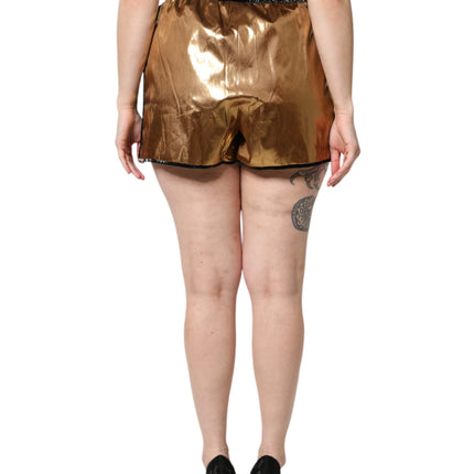 Dolce & Gabbana Metallic Gold High Waist Women Hotpants Short