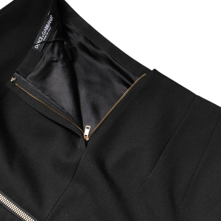 Dolce & Gabbana Black Virgin Wool High Waisted Mini Skirt