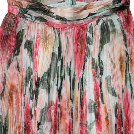 Dolce & Gabbana Multicolor Silk Floral High Waist Midi Skirt