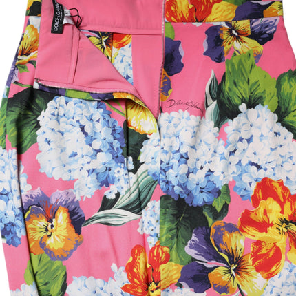 Dolce & Gabbana Multicolor Floral Print High Waist Midi Skirt