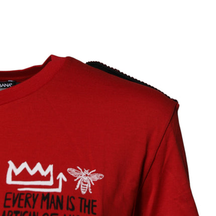 Dolce & Gabbana Red Cotton Round Neck Short Sleeves T-shirt