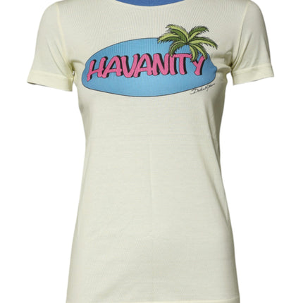 Dolce & Gabbana Light Yellow Cotton Short Sleeve T-shirt