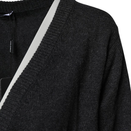 Dolce & Gabbana Grey Cashmere Deep V-neck Pullover Sweater