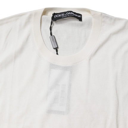 Dolce & Gabbana Cream Sleeveless Silk Round Neck Tank Top