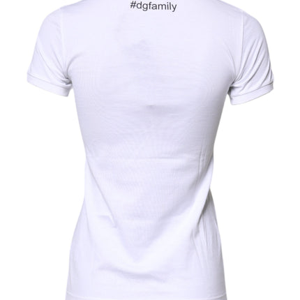 Dolce & Gabbana White Cotton #DGFAMILY Embroidery T-shirt
