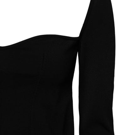 Dolce & Gabbana Black Square Neckline Long Sleeves Sweater
