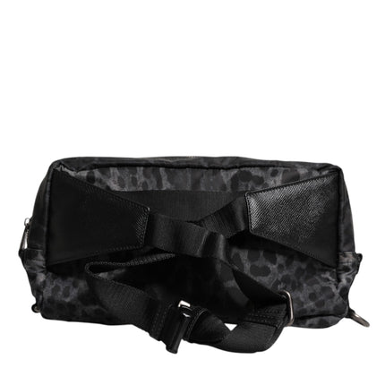 Dolce & Gabbana Black Gray Leopard DG Logo Belt Waist Fanny Pack Bag