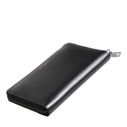 Dolce & Gabbana Black Blue Exotic Leather Embossed Continental Wallet