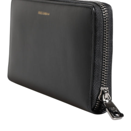 Dolce & Gabbana Black Blue Exotic Leather Embossed Continental Wallet