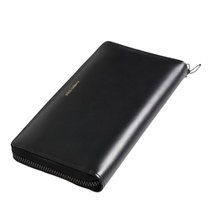 Dolce & Gabbana Black Blue Exotic Leather Embossed Continental Wallet