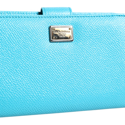 Dolce & Gabbana Light Blue Leather Bifold Continental Clutch Wallet