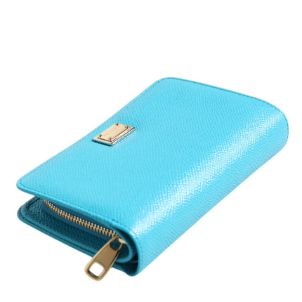 Dolce & Gabbana Light Blue Leather Bifold Continental Clutch Wallet