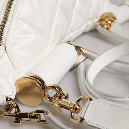 Dolce & Gabbana White Quilted Logo Plaque Belt Waist Fanny Pack Bag