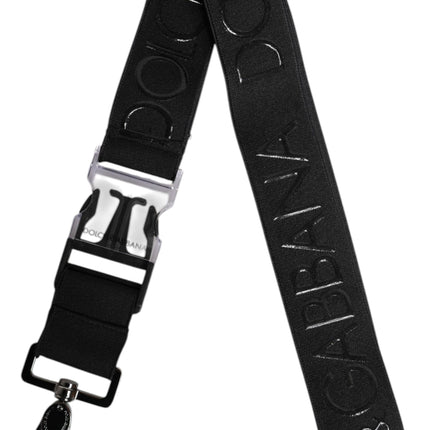 Dolce & Gabbana Black Stretch Polyester Rubberised DG Logo Keychain
