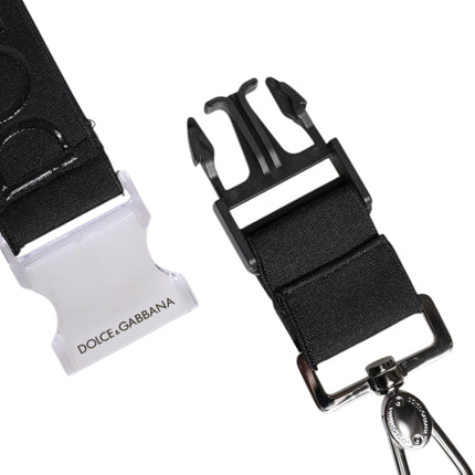Dolce & Gabbana Black Stretch Polyester Rubberised DG Logo Keychain