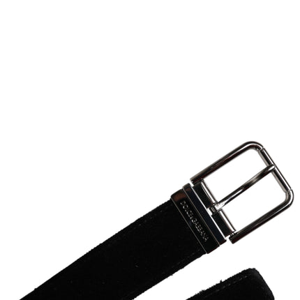Dolce & Gabbana Black Cotton Silver Tone Metal Buckle Belt