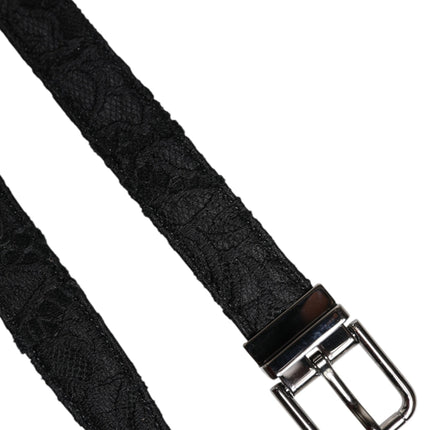 Dolce & Gabbana Black Cotton Blend Silver Metal Buckle Belt