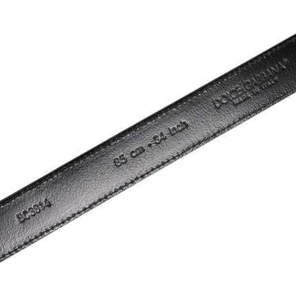 Dolce & Gabbana Gray Leather Silver Tone Metal Buckle Belt