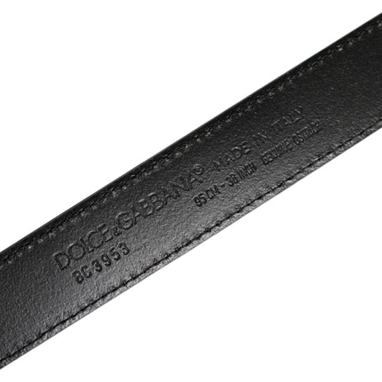 Dolce & Gabbana Green Leather Silver Tone Metal Buckle Belt