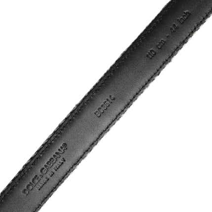 Dolce & Gabbana Black White Silver Tone Metal Buckle Belt