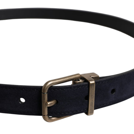 Dolce & Gabbana Black Goat Leather Metal Buckle Classic Belt