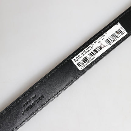 Dolce & Gabbana Black Exotic Leather Metal Logo Buckle Belt