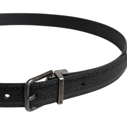 Dolce & Gabbana Black Calf Leather Classic Metal Buckle Belt